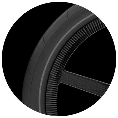Detalle del neumático con banda de rodadura inspirado en MotoGP que incorporan todos los modelos de ebike Gocycle G4